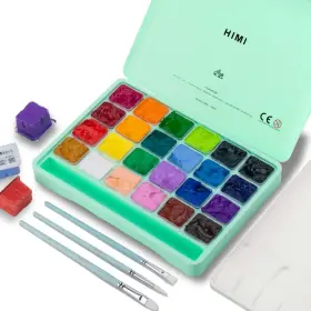 Abeier 798904778407 Himi Gouache Paint Set 24 Colors X 30ml/1oz With Brushes 27 Piece Green