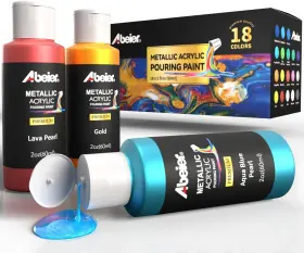 Acp-18 Abeier Metallic Acrylic Pouring Paint Set 18 Colors Pre Mixed High Flow 2oz Bottles