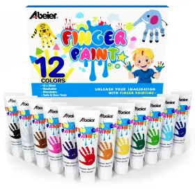 B0c1yth9wk Abeier Washable Non-toxic Finger Paint For Toddlers 12 Vibrant Colors