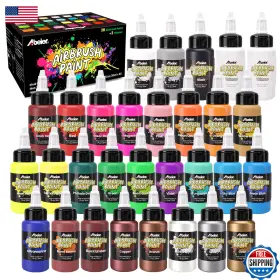 B0d46tbh6c Abeier Airbrush Paint Set 28x 1oz Colors 2 Thinners Ready To Spray Acrylics