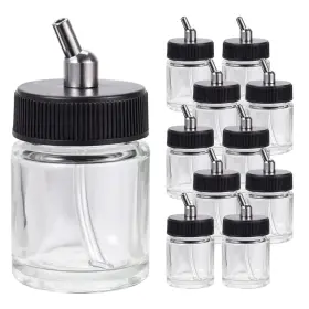 Abest 519630705495 New 10pcs Airbrush Air Brush Glass Bottle Jar 22cc / Standard Suction Lid Emp