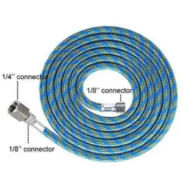 Abest 6936474714041 Hubest 6ft Ft Braided Airbrush Air Hose 1/8 Inch -1/8 1/4 Adaptor Tool-2 Blue #2