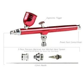 Abest 936474713716 Hubest 0.3mm Dual-action Airbrush Gravity Feed Spray Gun Kit Trigger Gu #2