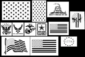 9piecepatriot Acid Tactical 767571817238 12 Pack American Patriot Stencils Marines Army Navy Flags 1776 50 Stars Gadsden