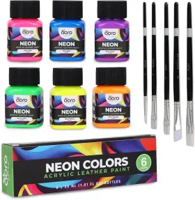 Ac-5264 Acro Color Acrylic Leather Paint For Shoes - 6 1 Fl Oz Pack Of Neon Colors