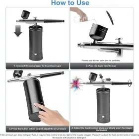 Aepto 717038132756 Airbrush For Nails Cordless Portable Kit With Compressor 2 Levels 36 #2