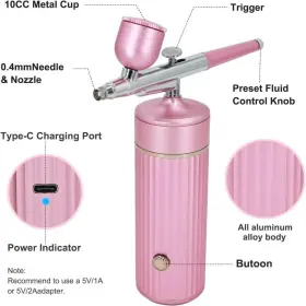 Aepto 749752207977 Airbrush For Nails Cordless Portable Kit With Compressor 3 Levels 35 #3
