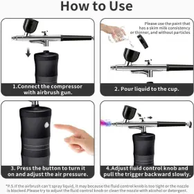 Aepto 782331707406 Airbrush For Nails Cordless Portable Kit With Compressor 36 Ps #2