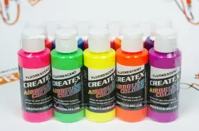 005817 Airbrush Colors Createx Fluorescent Paint Set 10 Pcs. By Spraygunner