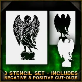 Airsick Stencils 723810972557 Angel Statue 2 - Airbrush Stencil Template Zombies