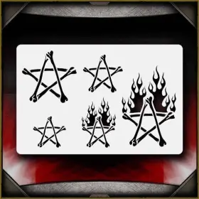Airsick Stencils 723810972779 Bone Pentagrams Airbrush Stencil Template