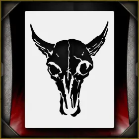 Airsick Stencils 723810972861 Bull Skull 1 - Airbrush Stencil Template