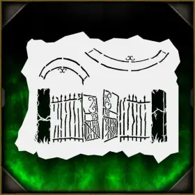 Airsick Stencils 723810972984 Cemetery Gate 3 - Airbrush Stencil Template Zombies