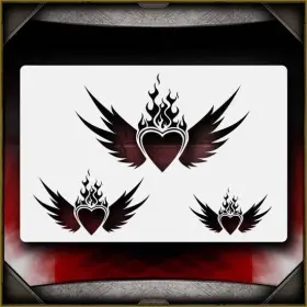 Airsick Stencils 723810973585 Fire Hearts Airbrush Stencil Template