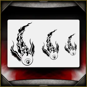 Airsick Stencils 723810973868 Flaming Eyes Airbrush Stencil Template