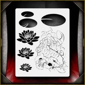 Airsick Stencils 723810974346 Koi Pond 1 Airbrush Stencil Template