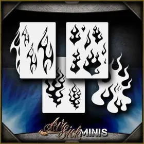 Airsick Stencils 723810974575 Mini Flame Set 2 Airbrush Stencil Template