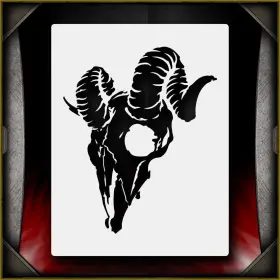 Airsick Stencils 723810975022 Ram Skull 1 - Airbrush Stencil Template