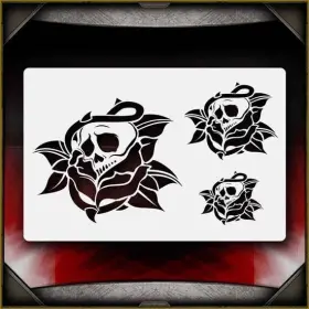 Airsick Stencils 723810976234 Skull Rose Airbrush Stencil Template