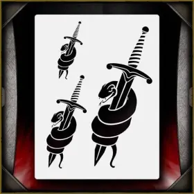 Airsick Stencils 723810976296 Snake Daggers Airbrush Stencil Template