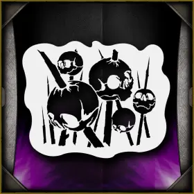 Airsick Stencils 723810976449 Spiked Skulls 3 - Airbrush Stencil Template