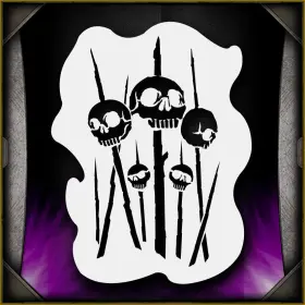 Airsick Stencils 723810976456 Spiked Skulls 4 - Airbrush Stencil Template