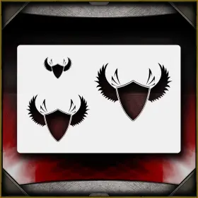 Airsick Stencils 723810976968 Winged Sheilds Airbrush Stencil Template