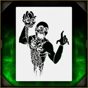 Airsick Stencils 723810977149 Zombie Torso 1 - Airbrush Stencil Template Zombies
