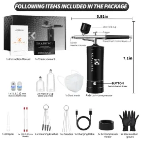 Akallibre 198715983005 Airbrush Kit With Compressor 48psi High-pressure Non-clogging Gun W #2