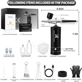 Airbrush123 Akallibre Airbrush Kit With Compressor-48psi High Pressure Non-clogging Gun #2