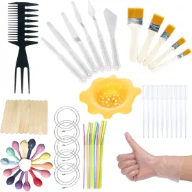 Sa210-78 Allazone 50 Pcs Acrylic Pouring Strainers Tool Set Include Plastic Silicone