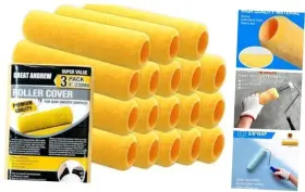 43551-118085 Andrew 18 Pcs Paint Roller Covers 9 Inch For Painting Walls Ceiling 3/8 Nap Yellow