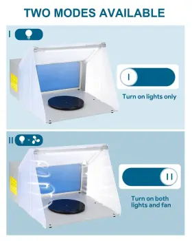 Anesty 753936681026 Airbrush Spray Booth With Bright Led Lights Turn Table Hose And Extra Replace #2