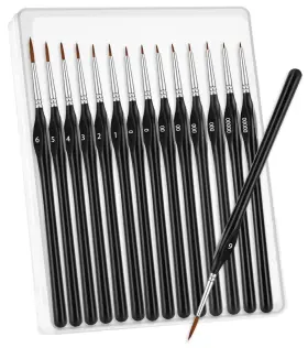 Ne0320mn Anezus Miniature Detail Paint Brushes 15pcs Assorted Size Thin Fine Tip Brush