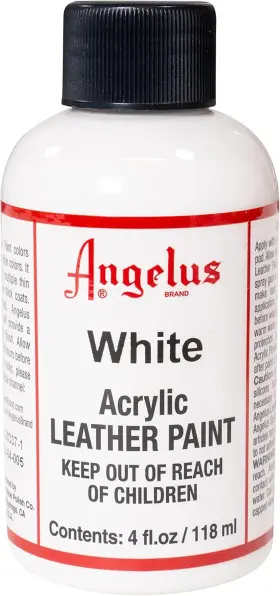 720-04-005 Angelus Acrylic Leather Paint 4 Fl Oz Pack Of 1 White