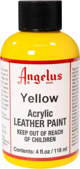 720-04-075 Angelus Acrylic Leather Paint 4 Fl Oz Pack Of 1 Yellow