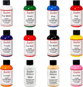 Angelus 799475125065 Leather Paint Set Of 12 4 Oz Fl Pack Multicolor 4oz