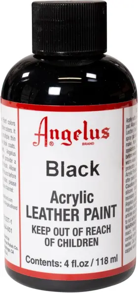 00004-001-4oz Angelus Acrylic Leather Paint For Shoes Sneakers 4 Fl Oz Pack Of 1 Black