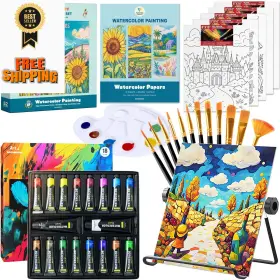 71181a Aotemoon Watercolor Paint Set With 18 Vivid Jumbo 24ml And 50ml Vibrant Colors