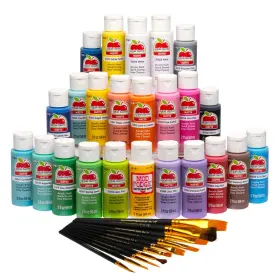 13430 Apple Barrel Art Lessons Paint And Brush Set 34 48 Fl Oz Pack Of 1 Multi