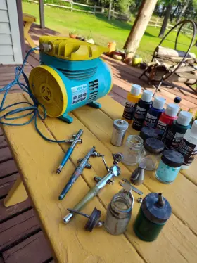 905aa18-614 Aqua Bell Vintage Airbrush Paint Air Compressor 115 Volts Old Airbrushes #2