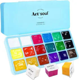 Art Soul 738063542334 Jelly Cup Gouache Paint 18 Vibrant Colors X 1.01 Fl Oz Pack Of Blue