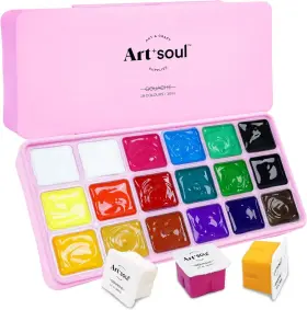 As-5139 Art Soul Jelly Cup Gouache Paint 18 Vibrant Colors X 1.01 Fl Oz Pack Of Pink