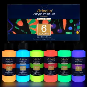 Ato-ap0643 Artecho Glow In The Dark Paint 6 12 Fl Oz Pack Of 1 Glow&neon-6 Colors