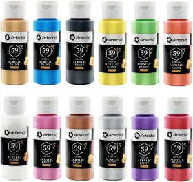Ato-ap1203 Artecho Acrylic Paint Set 12 24 Fl Oz Pack Of 1 Metallic Colors