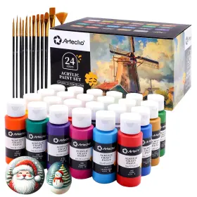 Ato-ap2475 Artecho Acrylic Paint Set 24 Colors 2oz/59ml 48 Fl Oz Pack Of 1