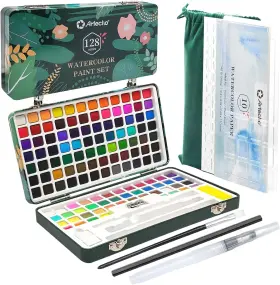 Ato-wp1287 Artecho Watercolor Paint Set 128 Colors 24.96 Ounce Pack Of 1