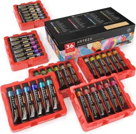 Artz-3473 Arteza Metallic Gouache Paint Set Of 36 0.4 Fl Oz Pack Multicolor
