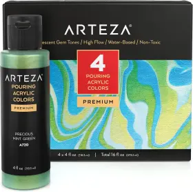 Artz-4100 Arteza Iridescent Metallic Acrylic Paint Set 4 Fl Oz Pack Of Gem Tones