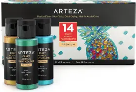 Artz-4382 Arteza Pearlescent Acrylic Paint Set Of 2 Fl Oz Pack 14 Multicolored
